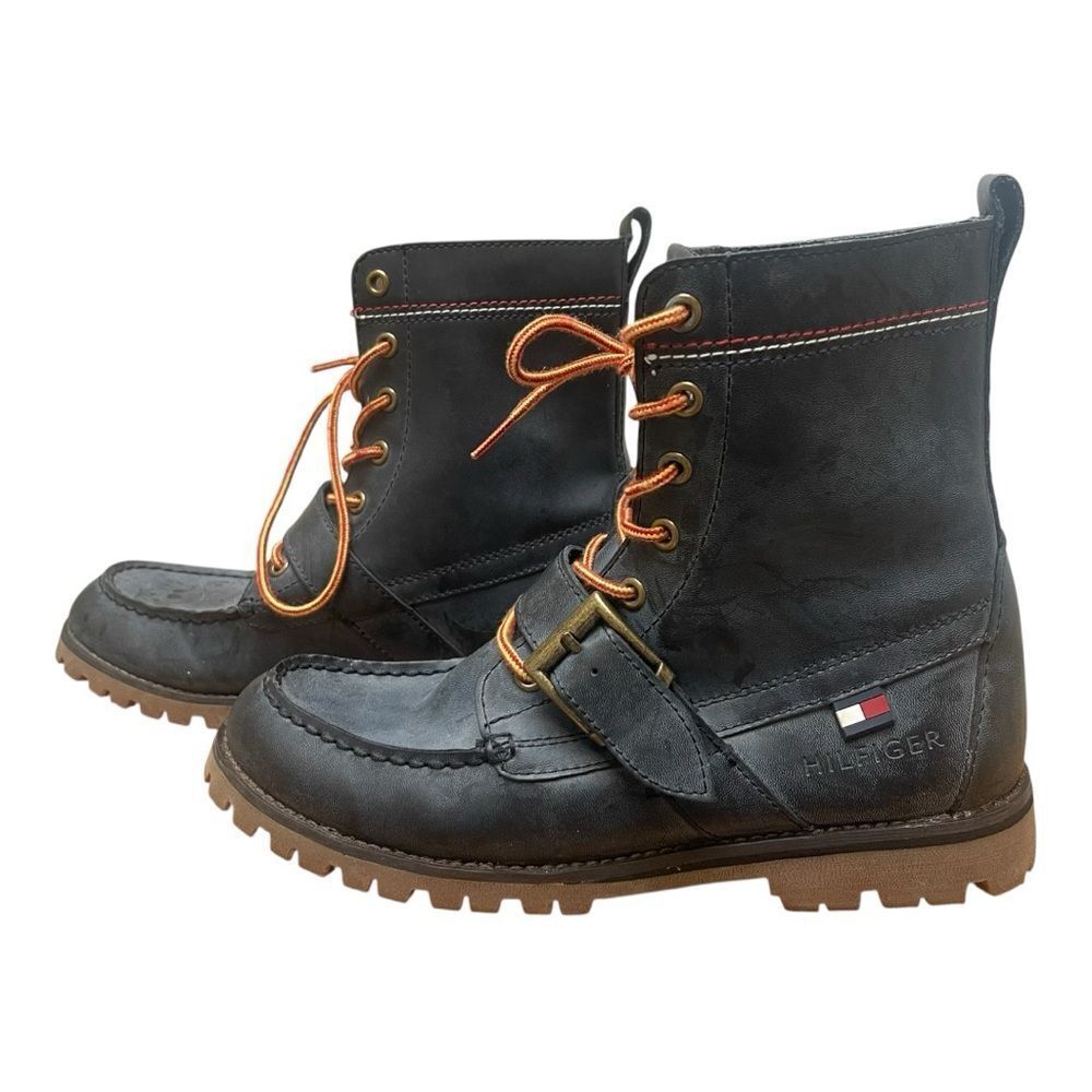 Tommy Hilfiger Narcisco Black Leather Boots Size 8